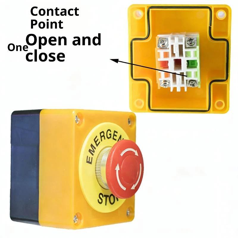 1 Set Waterproof Safety Stop Push Button With Rain Cover 10A Emergency Stop Button Switch Box For Industrial Machine