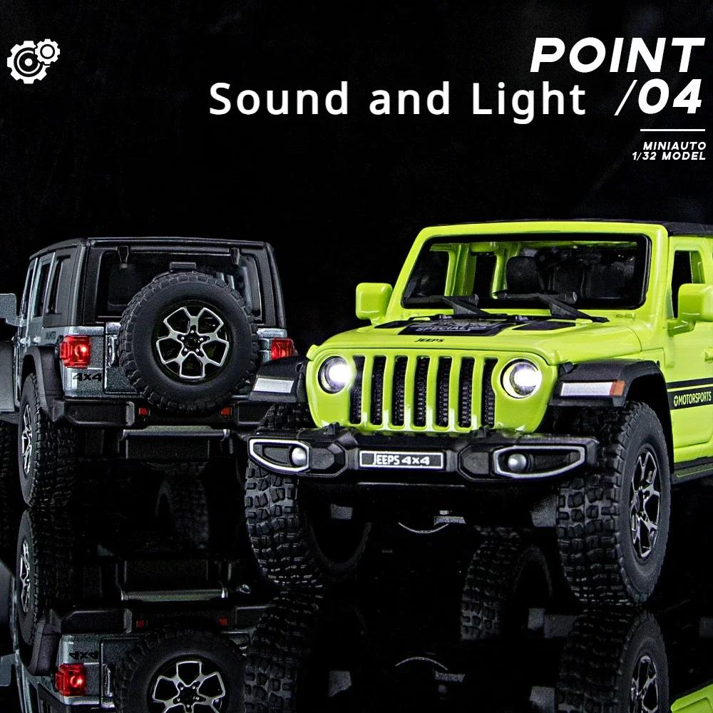 1:32 Jeep Wrangler Rubicon Off-road car Alloy Model Car Toy Diecasts Metal Casting Sound and Light Car Toys For Children Vehicle ALR1