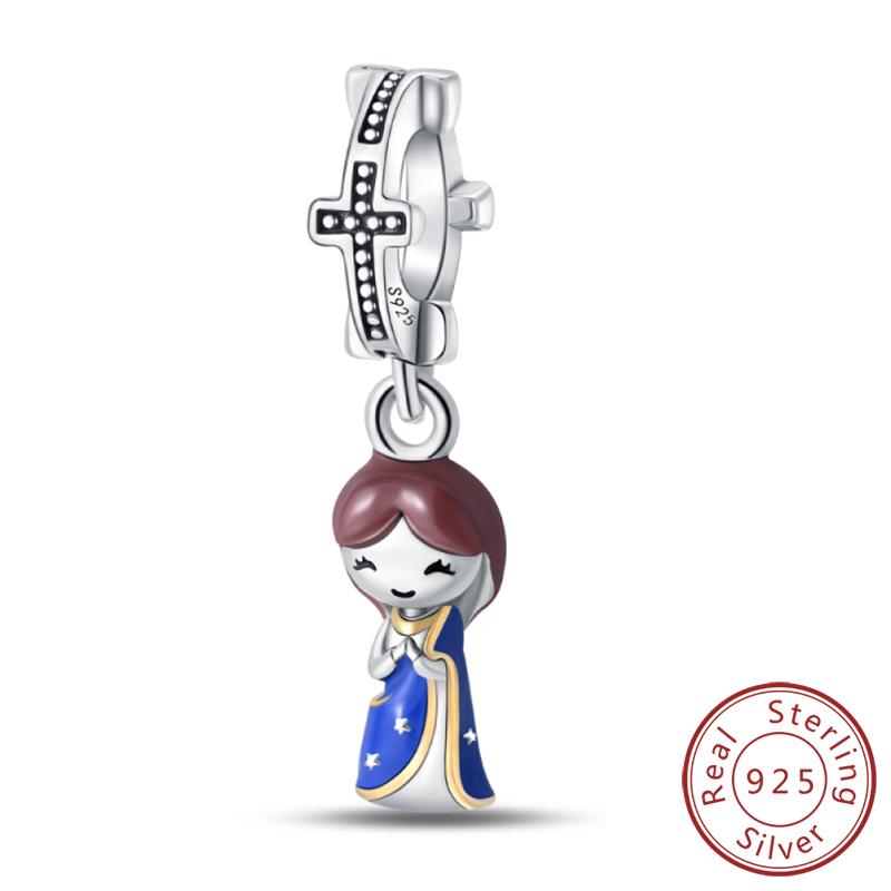 Original Copper Charm Beads Classic Cross Bible Guardian Angel Charms Pendants For Bracelet Diy Birthday Jewelry