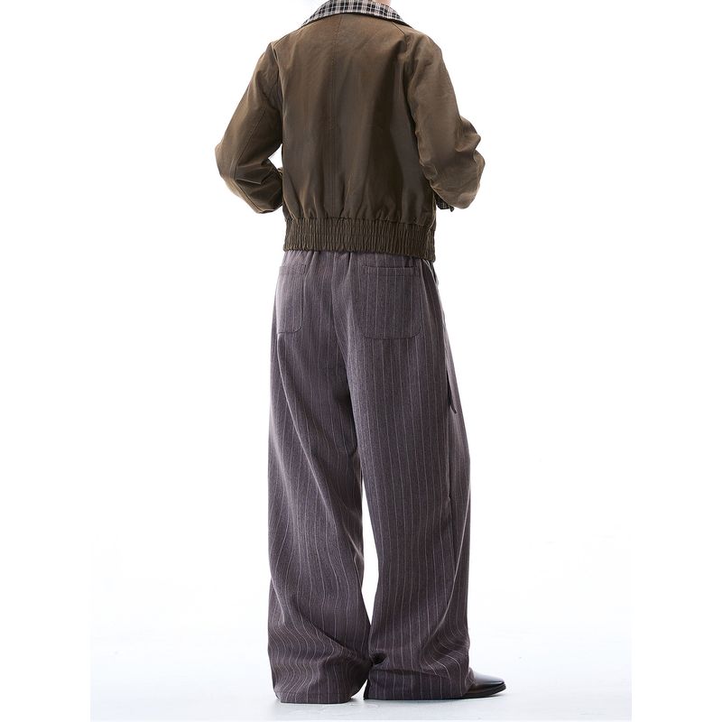 Dream Made Old Money Style New Rich Striped Belt Dress Pants Men's Autumn and Winter Loose Straight Casual Pants for Boys