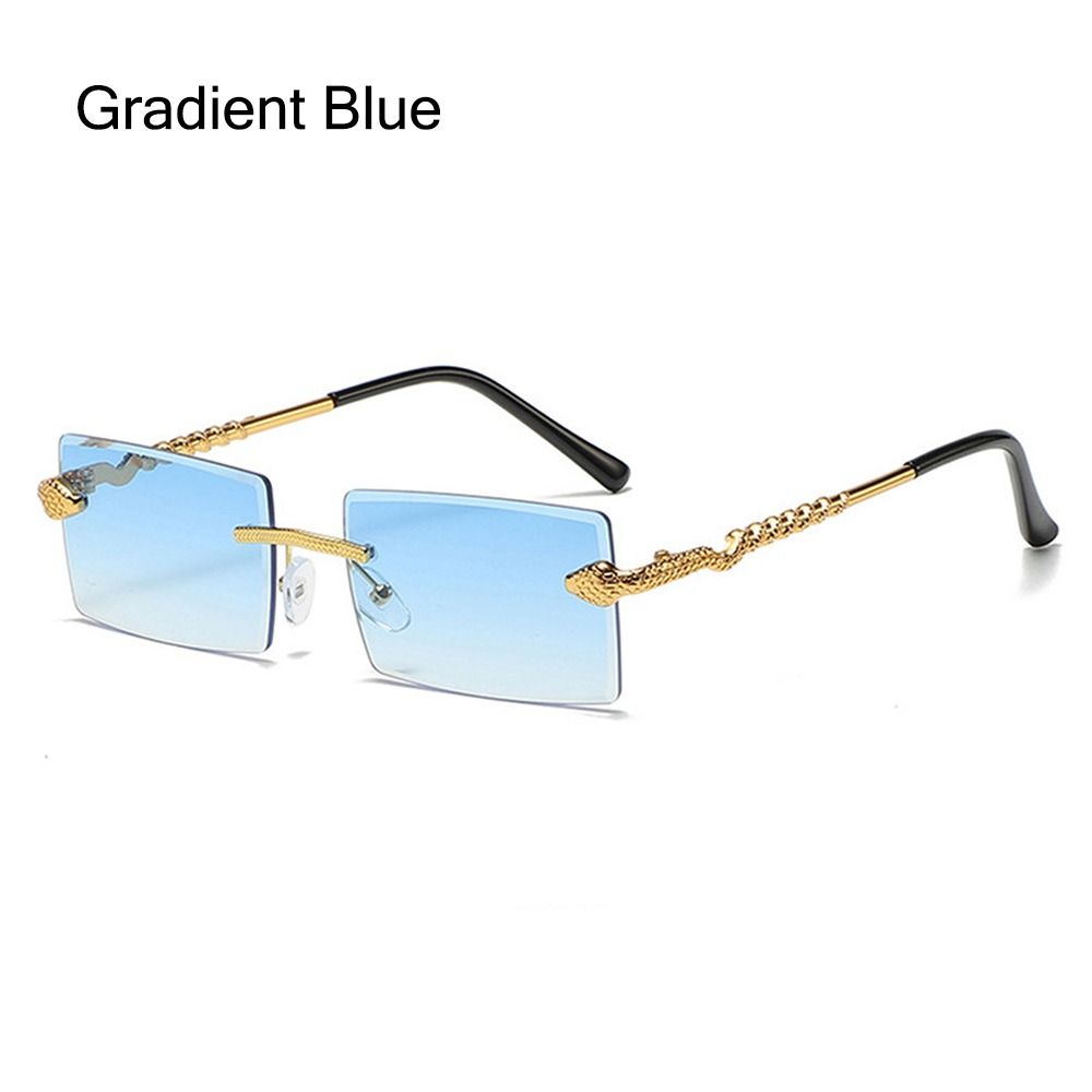 Trendige randlose Metall-Sonnenbrille in Schlangenform, quadratischer Rahmen, randlos, Street-Shades, Verlaufgläser, Sonnenbrille für Damen & Herren