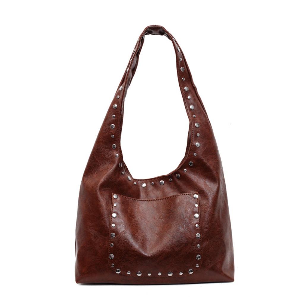 Y2K Vintage Underarm Bag Multi-pocket Motorcycle Bag Punk Locomotive Pack  Girls коричневый