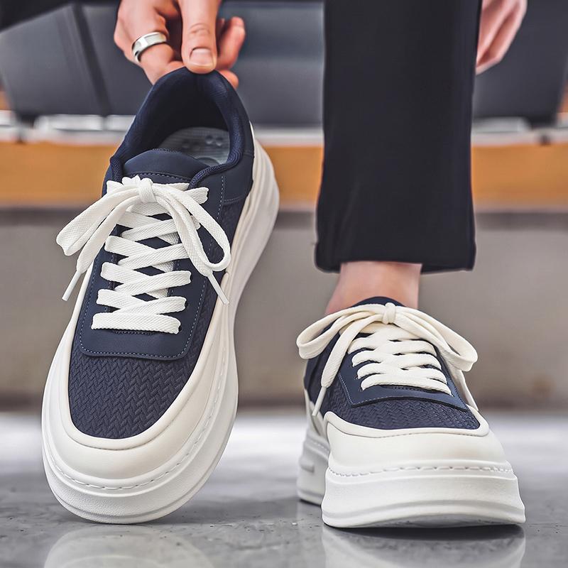 Men's Thick Sole Platform Sneakers Casual Board Shoes Fashion Lace‑up Skate Shoes All‑Match Daily Walking Shoes