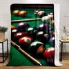 Colorful Billiard Balls and Cue Design Blanket Flannel Blanket for Bedroom, Living Room, Sofa, and Nap Sofas.