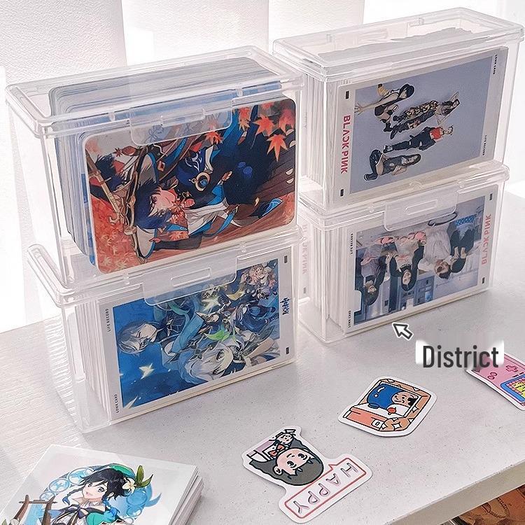 Guka Small Card Sleeves Box - Transparent Dustproof, Large Capacity Flip-Top Storage & Organizer