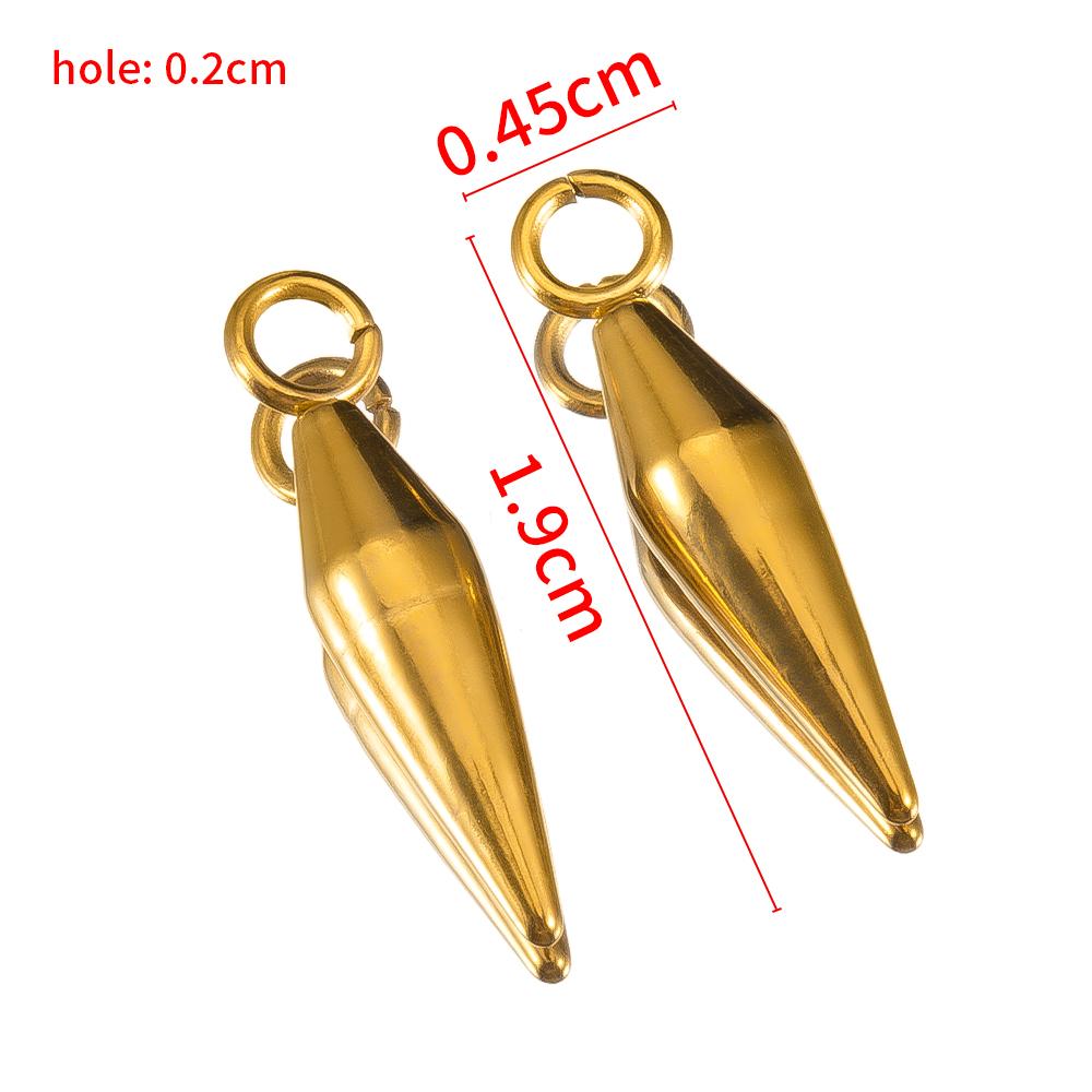 10PCS Stainless Steel Cone Bullet Choker Charms Spike Beads Pendants for Women Man Hoop Earring Necklace Jewelry Making Supplies