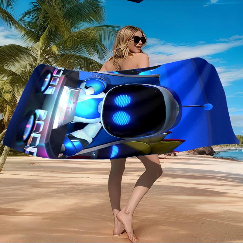 Weltraumabenteuer Roboter Strandtuch Mikrofaser Strandtuch, Leicht und Schnelltrocknend, für Sommerreisen, Schwimmbad Fan Geburtstagsgeschenk
