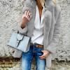 Fashion Womens Loose Solid Color Long-sleeved Lapel Women's Fleece Plush Coat Coat