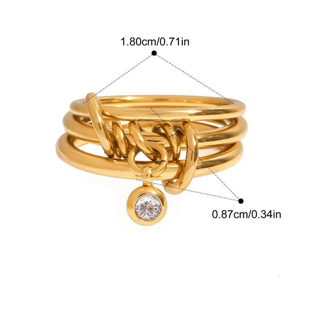 Yori Geometric Minimalist Zirconium Multi Finger Ring for Women Daily Fashion High Quality Jewelry Rust Prevention