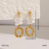 Baroque Geometric Freshwater Pearl Dangle Earrings - Elegant, Simple, Customizable Vacation Style Ear Cuff for Women.