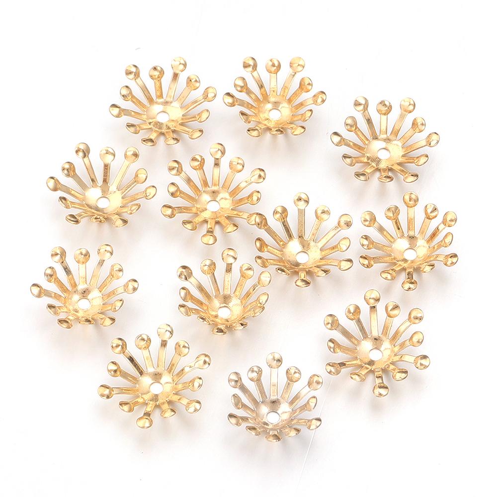 100pcs 13mm Flower Bead Caps Metal Iron Spacer Beads End Caps For Jewelry Making DIY Bracelets Necklace Decoration Accessories