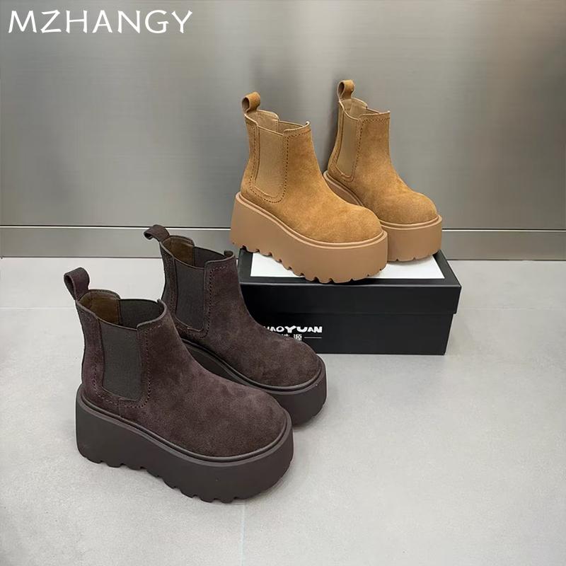 Fashion Flats Platform Women Suede Snow Ankle Boots Dress Warm Fashion Casual Short Plush Boots Women 2024 Trend New Winter Botas Mujer