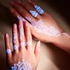 6Pcs Glow in Dark Tattoo Stickers, Lace Temporary Body Art for Hands, Waterproof Indian Mehndi Tattoos for Women Girls