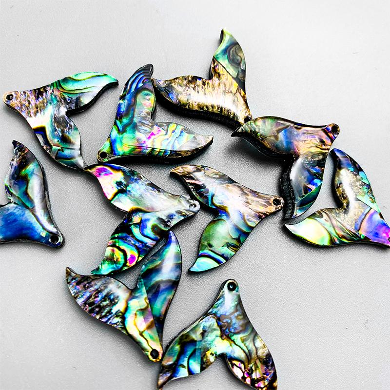 5Pcs Natural Abalone Fish Tail Pendants Of Pearl Shell For Diy Jewelry Making