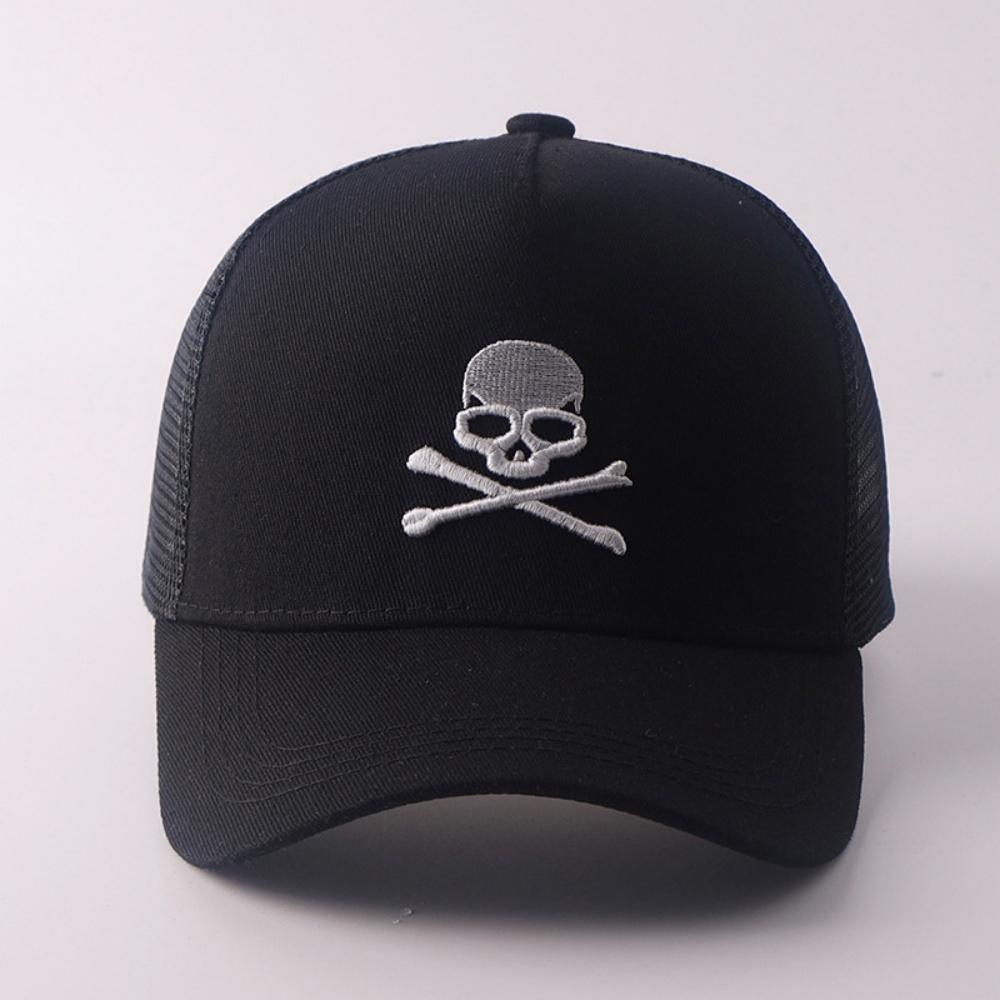 Minimalist Retro Skull Embroidery Baseball Cap Hip Hop Mesh Hat for Women and Men,Y2k Punk Style Hat Outdoor Casual Summer