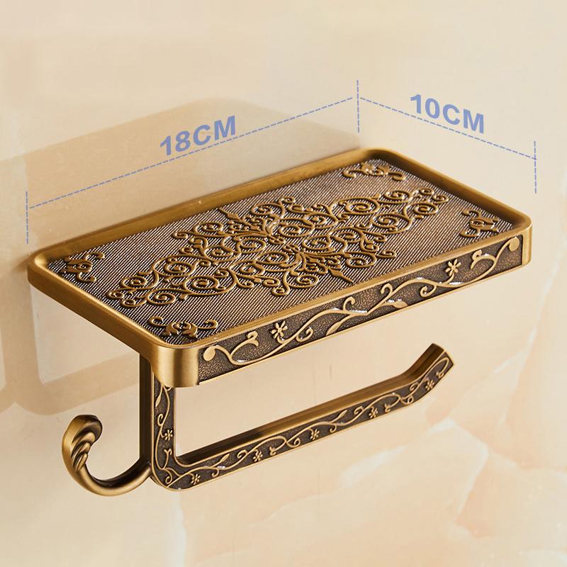 

Держатель для туалетной бумаги, настенная полка для телефона, винтажная классическая ванная комната, антикварная коробка для рулонов салфеток, аксессуары для ванной комнаты медный