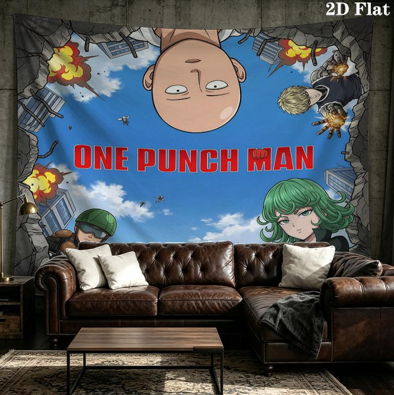 Onepunch Man Wall Tapestry Aesthetic Wall Hanging Printed Fabric Blanket Decorative Tapestries For Bedroom Living Room Home Decor