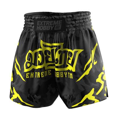 Extreme Hobby Black Panther Muay Thai Shorts Black and Yellow M