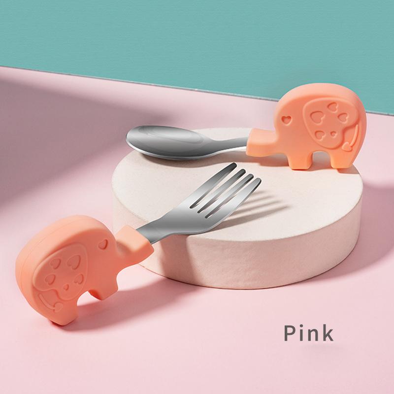 

Baby Gadgets Tableware Set Children Utensil Stainless Steel Toddler Dinnerware Cutlery Cartoon Infant Food Feeding Spoon Fork