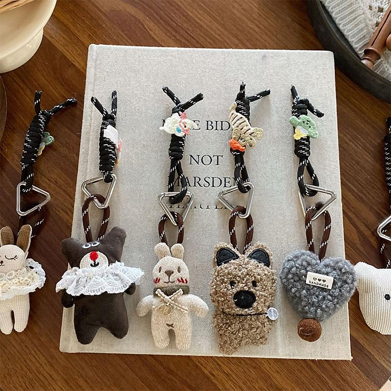 Bear Plush Toy Keychain Cartoon Rabbit/Dog Soft Stuffed Doll Pendant Car Key Ring Backpack Bag Decor Kid Gift