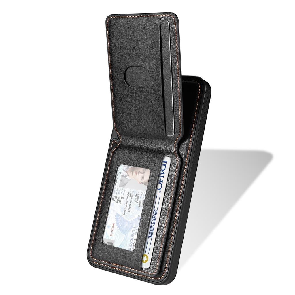 For Samsung Galaxy S24+ Case Compatible with MagSafe Detachable Card Holder Kickstand Leather Phone Back Cover