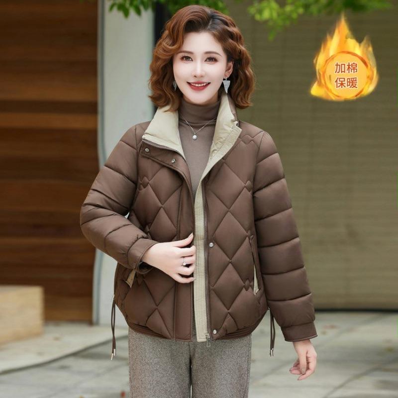

Medium and new winter cotton-padded clothes, short stand-up collar fashion warm cotton-padded clothes, down thickened jackets, cotton-padded jackets. 5XL [Recommended 150-80 kg] темно-коричневого
