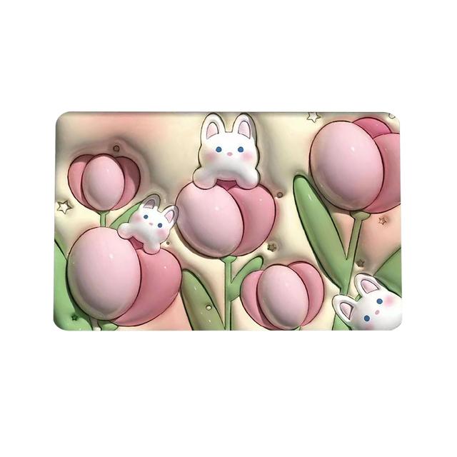 Cute Cartoon Bathroom Bath Mat Crystal Velvet Non Slip Mat Floor Rug Water Absorbent Doormat 3D Cobblestone Embossed Foot Mats