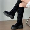 Winter Platform Tassel Women Western Cowboy Elegant Slip on Thick Sole Knight Long Botas De Mujer for Adult Women