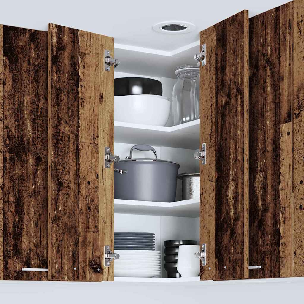 Hanging Cabinet In Vintage Wood and White 57 X 57 X 80 Cm Engineered Wood
