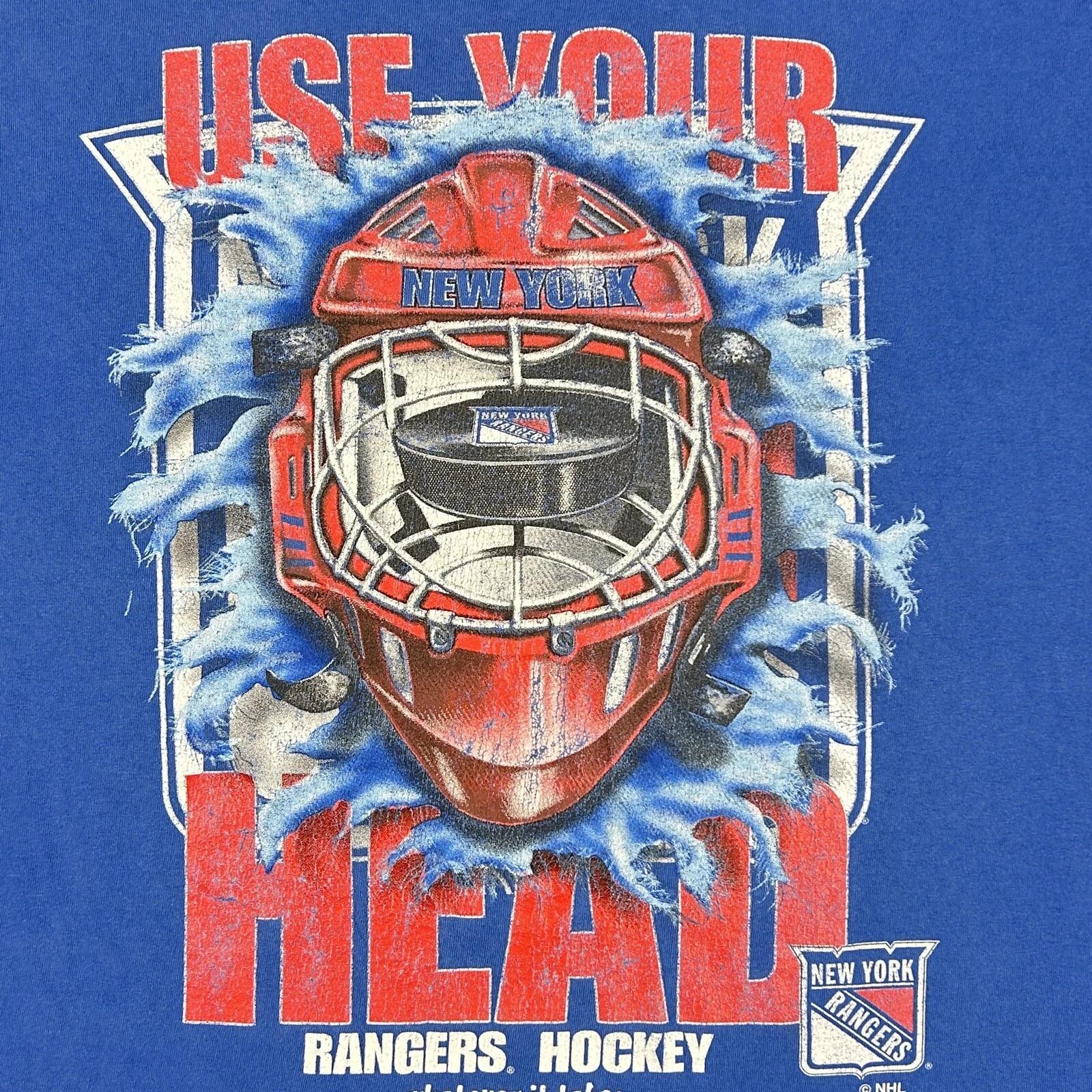 vintage 90s NEW YORK RANGERS USE YOUR HEAD T-Shirt LARGE/XL nhl ice hockey 3XL