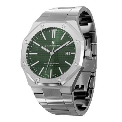 SAPPHERO Octagonal Stainless Steel Waterproof Luminous Wristwatch Luxury Analog Quartz Watch Date Dress Business Watch Casual Luxury Design Gift for