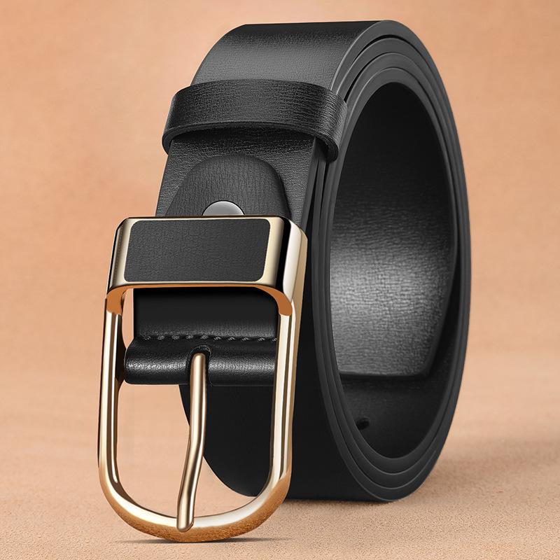 Men's Soft Leather Belt with Alloy Japanese Antique Buckle, Copper Pin