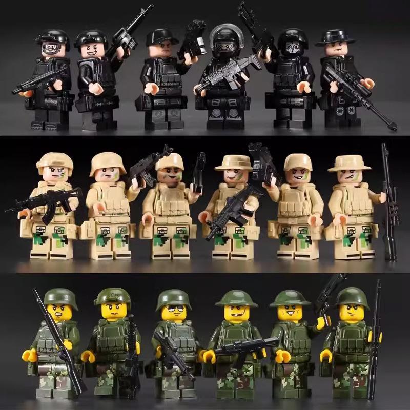 Building Block Military Minifigures Police Special Forces Minifigures Assemble Toys Year-Old Boy Birthday Model