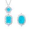Jewelry Copper Bottom Gold-Plated Simulation Paraiba Retro Set Pendant 13 * 18 Ring 15 * 20