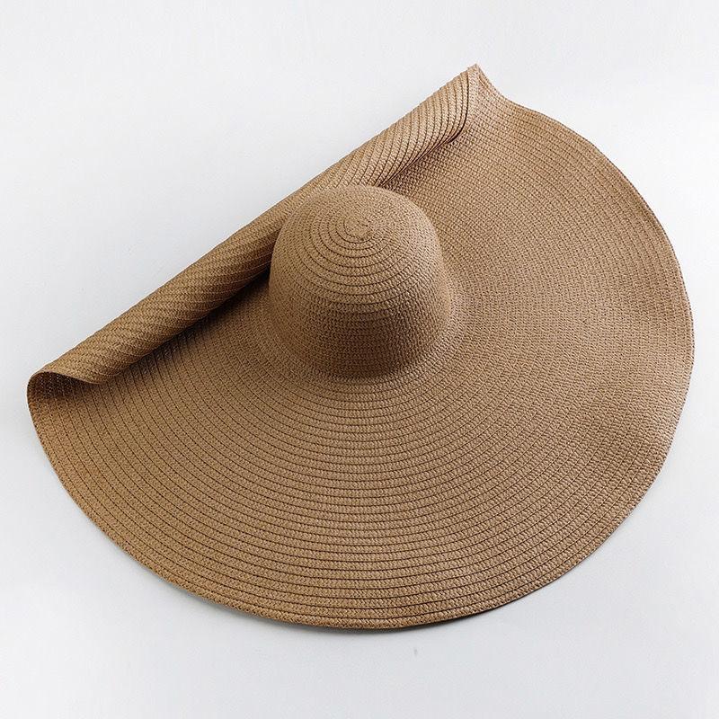 Ladies Beach Hat Fashion Large Wide Brim Sun Hat Roll Up Foldable Summer Beach Hat Big Eaves Sun Protection