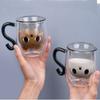 Creative Cartoon Cat Double Wall Glass Cup with Handle Cute Coffee Cup Heat-resistant Mug Office Kitchen Drink Ware