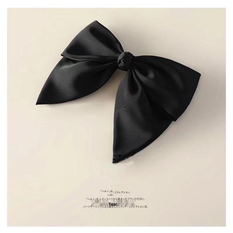

Элегантная черная атласная заколка-бант для волос - Высококлассный французский аксессуар для волос с пружинным зажимом