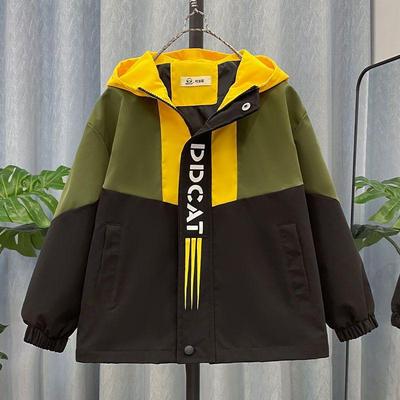 Spring Autumn Jacket for Boy Fashion Patchwork Windbreaker Casual Hooded Coat Children's Clothing