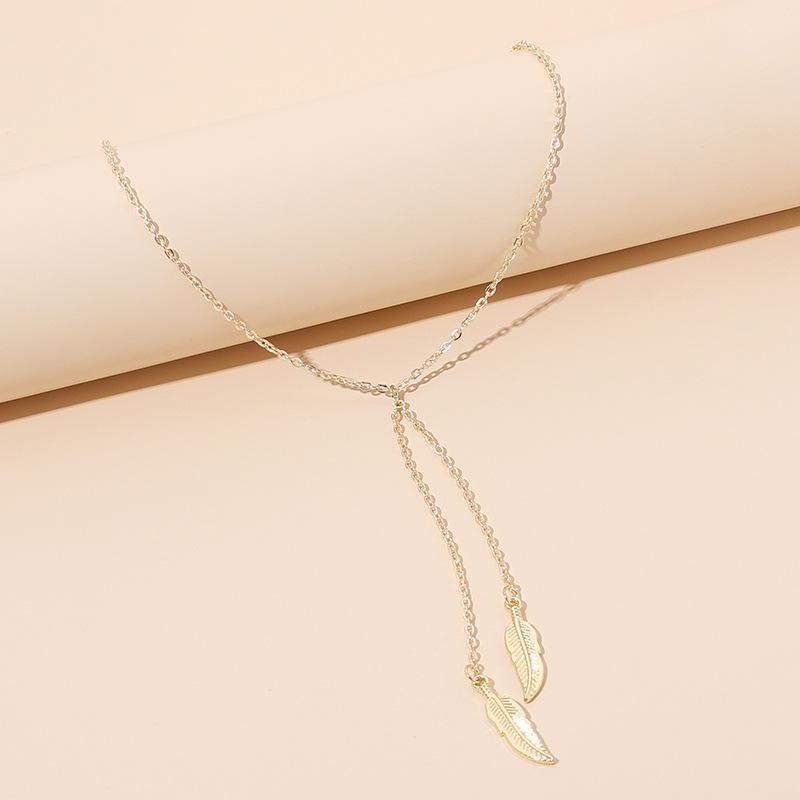 European and American leaf sweater fringed necklace ins new accessories temperament personalized sweater chain autumn and winter models