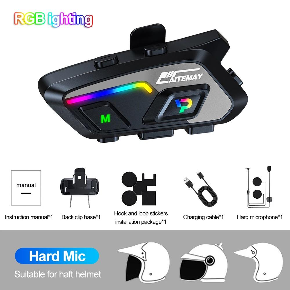 Motorcycle Helmet Bluetooth Headset Wireless 5.4 1000mAh 600m Half-Duplex Intercom Unlimited Number of People with Music sharing