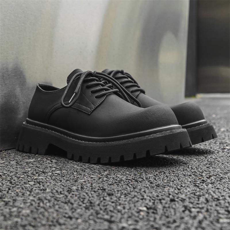 

Туфли дерби с круглым носком, мужские, высококачественные, матово-черные, с большим носком, британские, с увеличенной платформой, кожаные туфли в стиле ретро 32057-J 38 чёрный