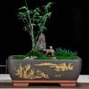 Rectangular Purple Sand Bonsai Pot Old Tree Stump Planter Succulent Landscape Basin Multiple Sizes Colors Indoor Outdoor Bonsai