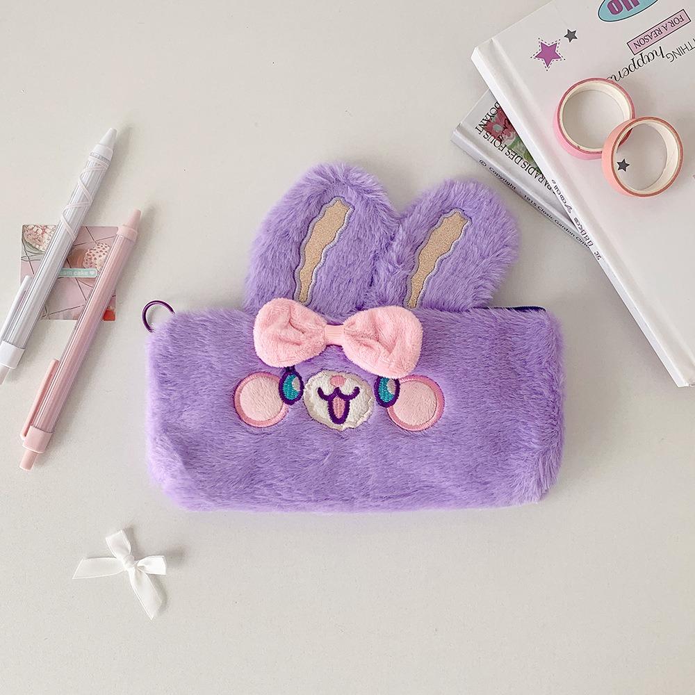 

Zipper Design Pen Bag Rabbit Shape Stationery Storing Bag Simple Stationery Bag School Office фіолетовий
