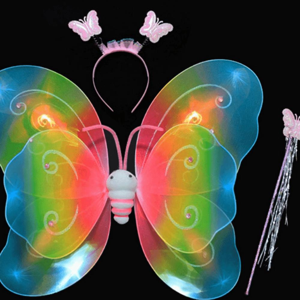 Light Up LED Fairy Themed Costume Set Luminous Princess Dress Costume  Stage Performance colorful wings