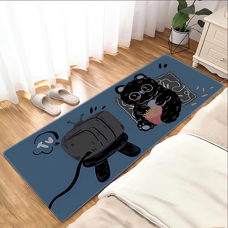 Cute Cat Cartoon Carpet Mat Rug - Kawaii Kitten Pattern Home Decoration for Bedroom Living Room Non-Slip Floor Mat Bedroom Decor