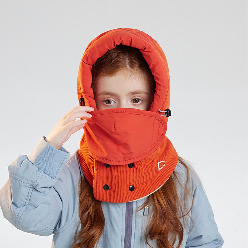 Children's Hat Winter Boys Girls Outdoor Velvet Warm-Keeping Bomber Hat Mask Scarf All-In-One Hat