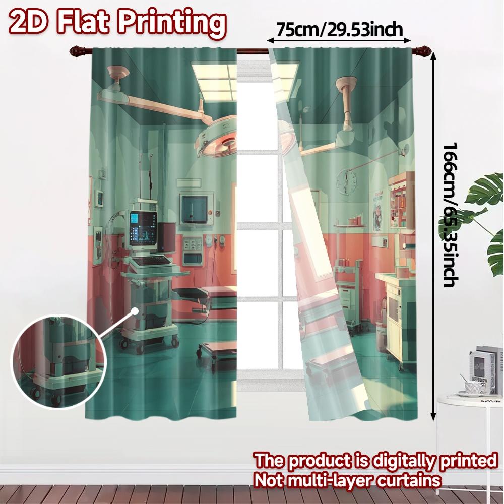 2pcs   2D FLAT PRINTING Curtains (Without Rod) SurgicalRoom Popular Curtain Cloth Versatile Durable Polyester Curtains
