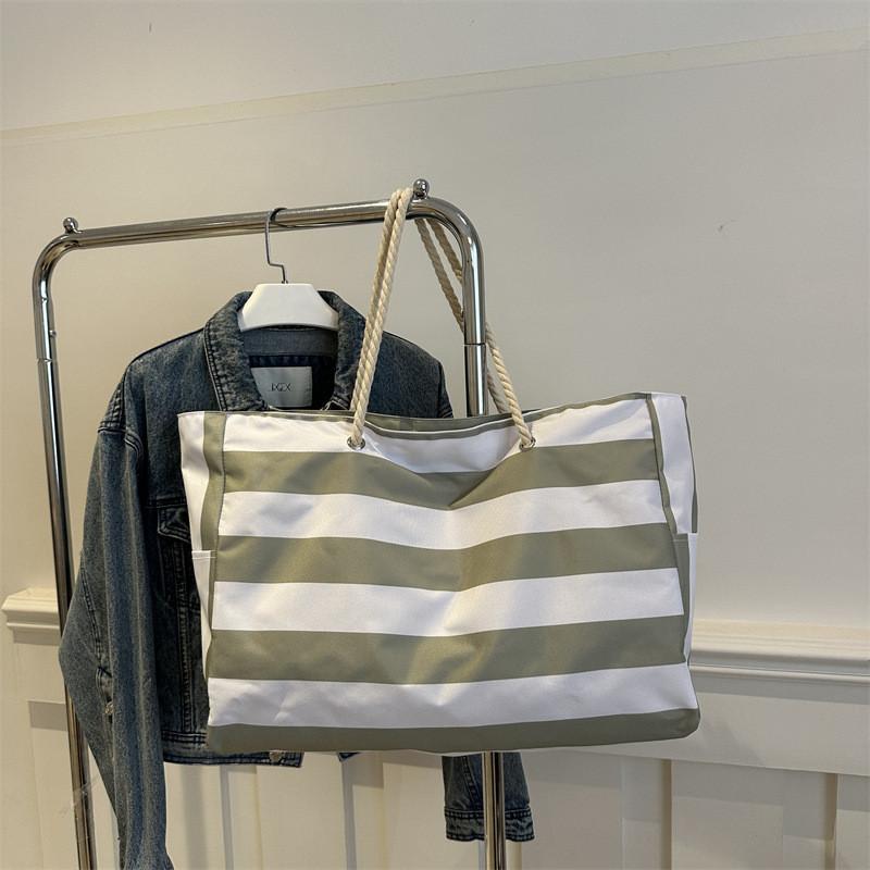 Trendy Korean Style Canvas Tote Bag In Black Grey Or Green For Shopping