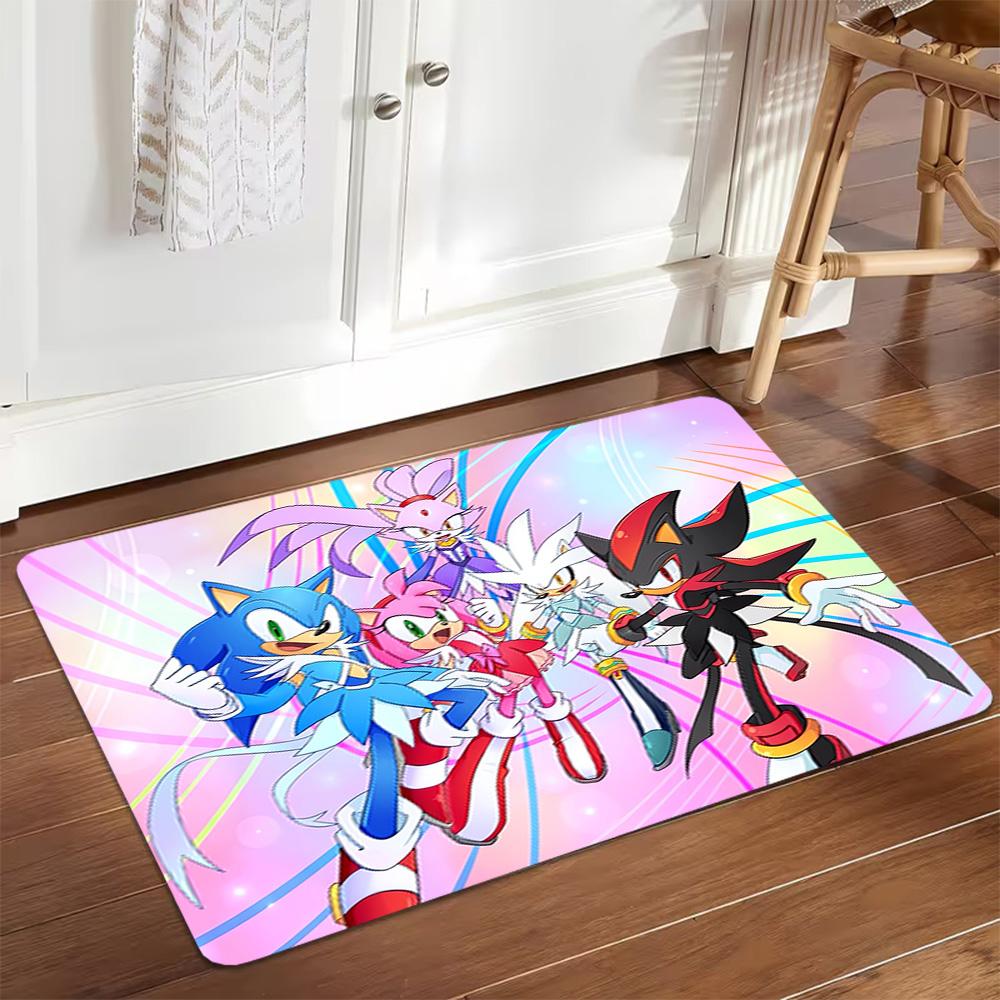 Sonic The Hedgehog Figures Set Decoration,Carpet,Living Room,Bedroom, Non-slip,Square rug