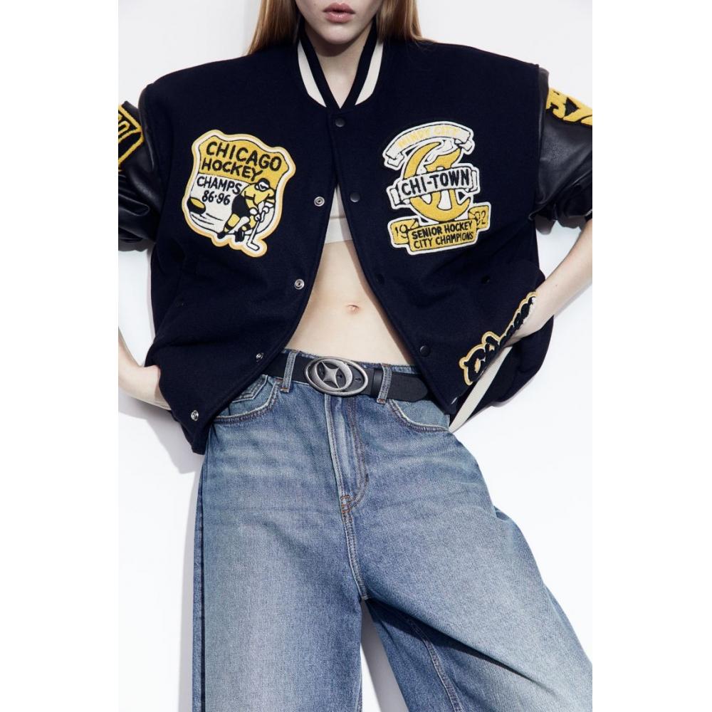 

Джинсы-мешковатые джинсы HM с низкой посадкой, синие